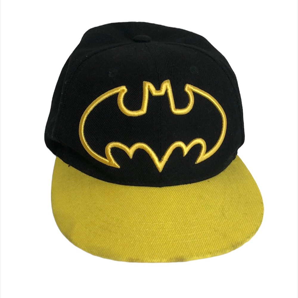 Bat Man Six Flags Snap Back Hat Yellow and Black